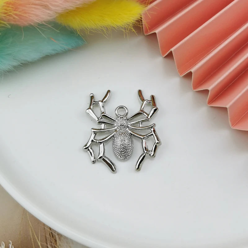 10pcs Spiders Enamel Charms Halloween Pendants for DIY Jewelry