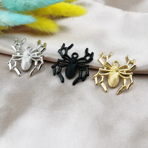 10pcs Spiders Enamel Charms Halloween Pendants for DIY Jewelry