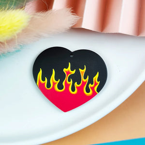 10pcs Fire Heart Acrylic Charms for Earring Keychains DIY Pendants