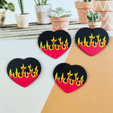 10pcs Fire Heart Acrylic Charms for Earring Keychains DIY Pendants