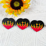 10pcs Fire Heart Acrylic Charms for Earring Keychains DIY Pendants