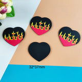 10pcs Fire Heart Acrylic Charms for Earring Keychains DIY Pendants