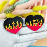 10pcs Fire Heart Acrylic Charms for Earring Keychains DIY Pendants