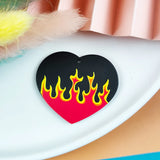 10pcs Fire Heart Acrylic Charms for Earring Keychains DIY Pendants