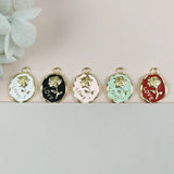 10pcs Love Rose Enamel Charms Earrings Metal Flower Pendant DIY Jewelry