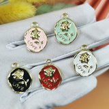 10pcs Love Rose Enamel Charms Earrings Metal Flower Pendant DIY Jewelry