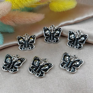 10pcs Butterfly Skeleton Charms Enamel Halloween Pendant Earrings Jewelry DIY