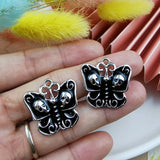 10pcs Butterfly Skeleton Charms Enamel Halloween Pendant Earrings Jewelry DIY