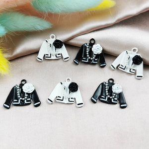10pcs Pearl Necklace Enamel Charms Alloy Pendant for Keychain Earrings DIY
