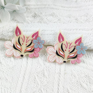 10pcs Flower Fox Acrylic Charms for Earrings DIY Animals