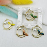 10pcs Pearl Round Fishtail Metal Charms Pendant Earrings DIY Accessory