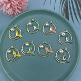 10pcs Pearl Round Fishtail Metal Charms Pendant Earrings DIY Accessory