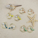 10pcs Pearl Round Fishtail Metal Charms Pendant Earrings DIY Accessory