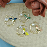 10pcs Pearl Round Fishtail Metal Charms Pendant Earrings DIY Accessory