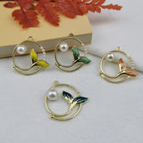 10pcs Pearl Round Fishtail Metal Charms Pendant Earrings DIY Accessory