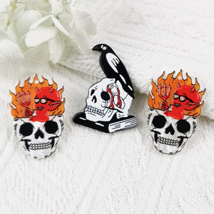 10pcs Punk Fire Skull Bird Blood Skull Acrylic Charms Earrings Pendant