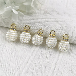 20pcs Pearl Ball Resin Charms For Jewelry Making DIY Pendants