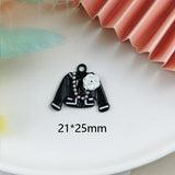 36pcs Lady Bag Camellia Flower Coat High Heel Enamel Charms Black&White Pendant