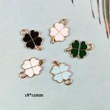 Colorful Four-leaf Clover Enamel Charms Earrings Alloy Pendants