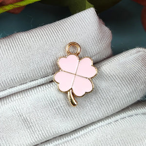 Colorful Four-leaf Clover Enamel Charms Earrings Alloy Pendants