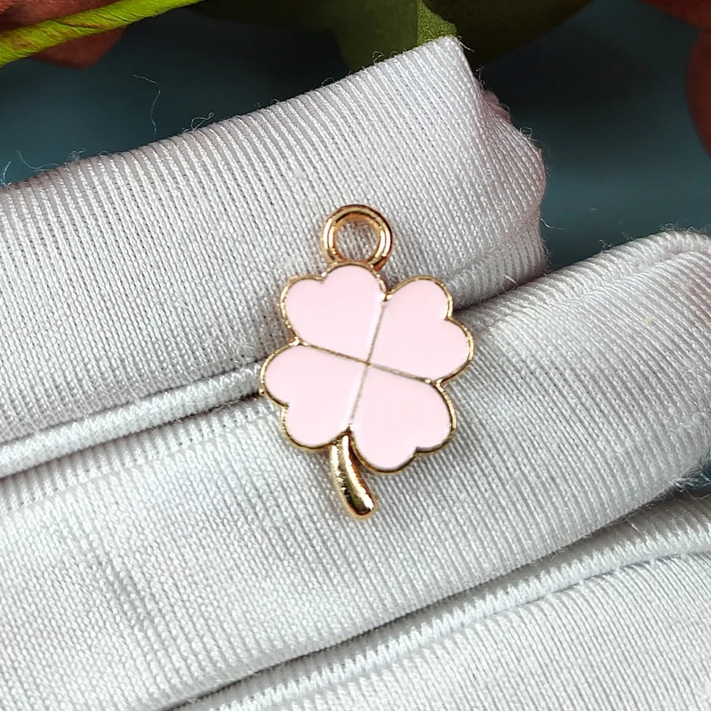 Colorful Four-leaf Clover Enamel Charms Earrings Alloy Pendants