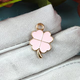 Colorful Four-leaf Clover Enamel Charms Earrings Alloy Pendants