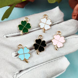 Colorful Four-leaf Clover Enamel Charms Earrings Alloy Pendants