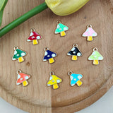 20pcs Mushroom Alloy Charms Enamel Earrings DIY Jewelry Making Accessory