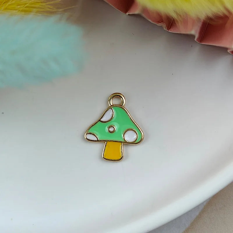 20pcs Mushroom Alloy Charms Enamel Earrings DIY Jewelry Making Accessory