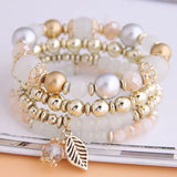 Leaf Charm Bangle Bracelet Candy Beads Bracelets Jewelry Gift