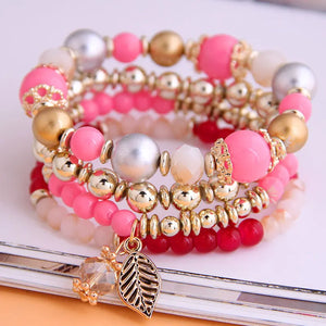Leaf Charm Bangle Bracelet Candy Beads Bracelets Jewelry Gift