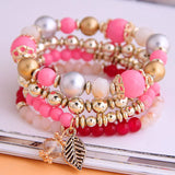 Leaf Charm Bangle Bracelet Candy Beads Bracelets Jewelry Gift