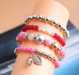 Leaf Charm Bangle Bracelet Candy Beads Bracelets Jewelry Gift