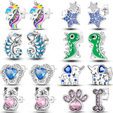 925 Silver Animal Mouse Cat Claw Stud Earrings Women Jewelry