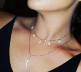 Sterling Silver CZ Station Lady Choker Necklace