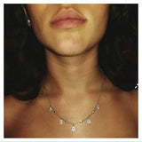 Sterling Silver CZ Station Lady Choker Necklace