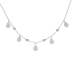 Sterling Silver CZ Station Lady Choker Necklace