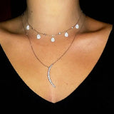 Sterling Silver CZ Station Lady Choker Necklace