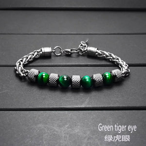 Natural Stone Stainless Steel Bracelet for Men Women
