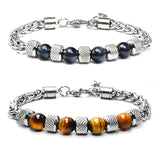 Natural Stone Stainless Steel Bracelet for Men Women