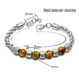 Natural Stone Stainless Steel Bracelet for Men Women