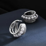 Pearl Stud Earrings Circle Ear Bone Clip Hollow