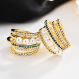 Pearl Stud Earrings Circle Ear Bone Clip Hollow