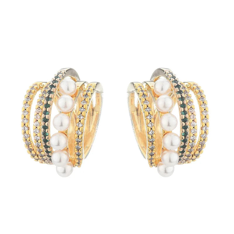 Pearl Stud Earrings Circle Ear Bone Clip Hollow