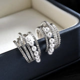 Pearl Stud Earrings Circle Ear Bone Clip Hollow