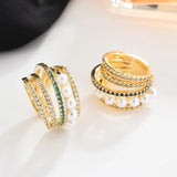 Pearl Stud Earrings Circle Ear Bone Clip Hollow
