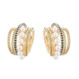 Pearl Stud Earrings Circle Ear Bone Clip Hollow