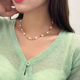 Bohemia Cream Pearl Seed Beads Choker Jewelry C1103