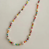 Bohemia Cream Pearl Seed Beads Choker Jewelry C1103