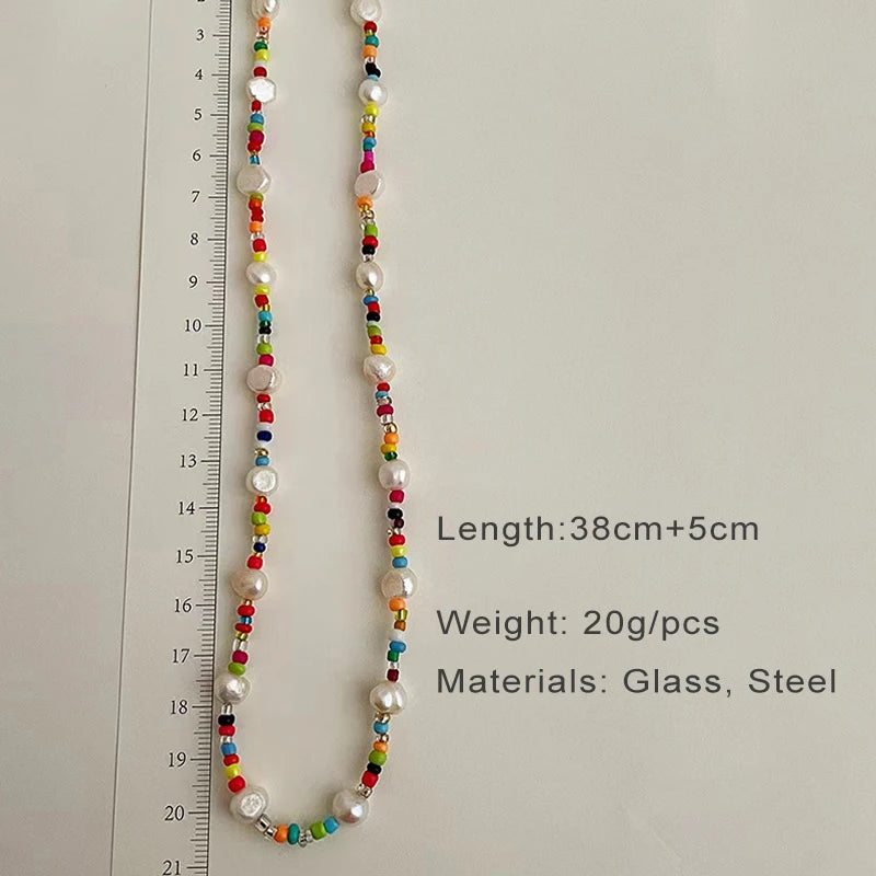 Bohemia Cream Pearl Seed Beads Choker Jewelry C1103